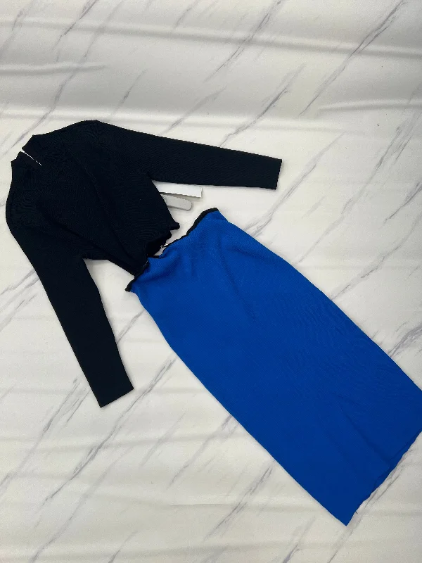 Dress Casual Midi By Cmb In Black & Blue, Size: M