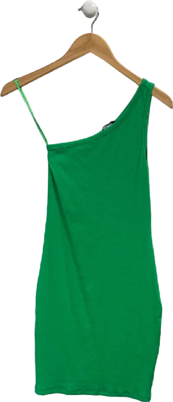 New Look Green One Shoulder Rib UK 8