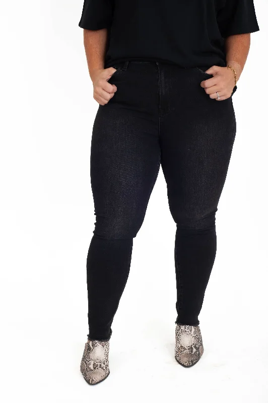 Washed Black High Rise Skinny Jeans